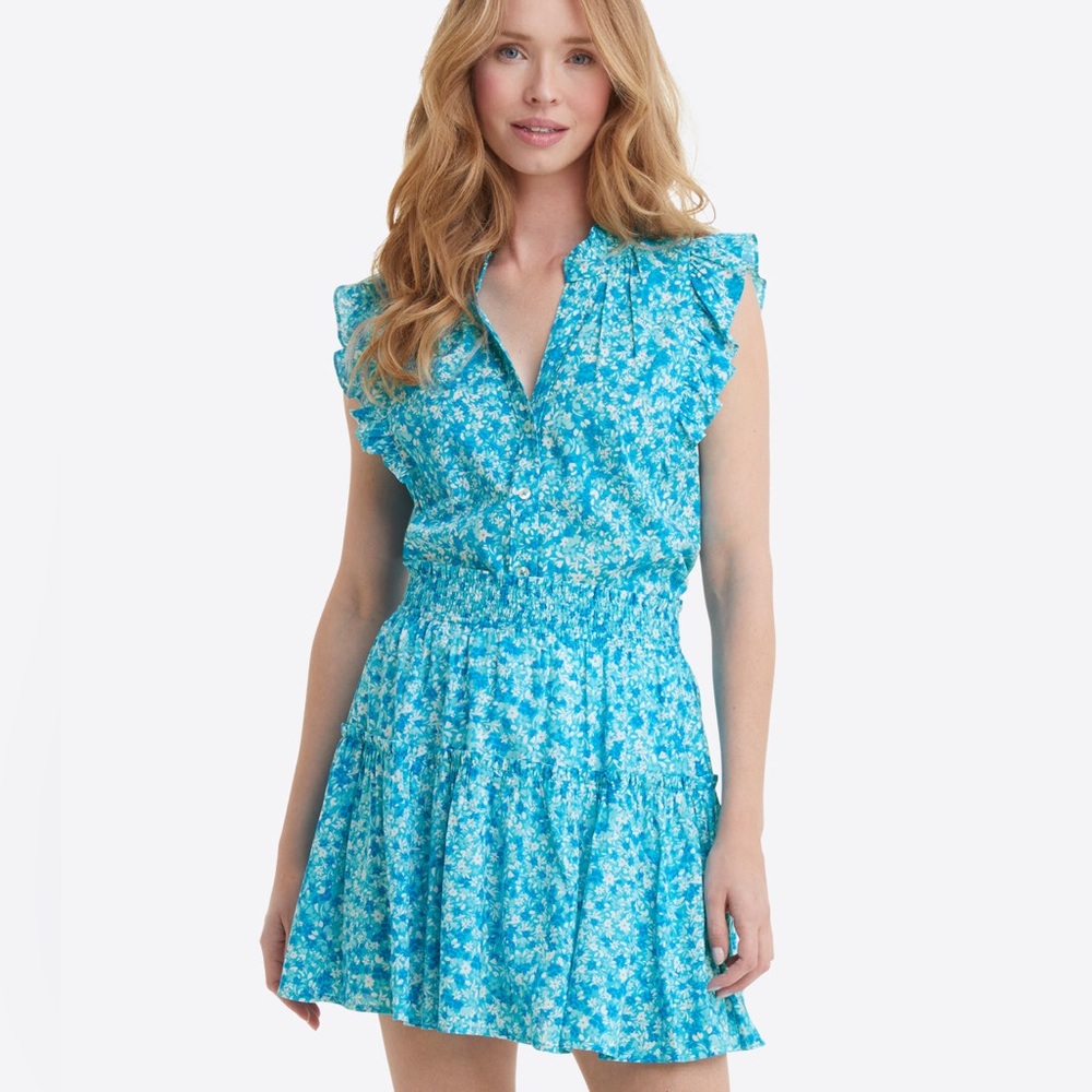 Connie Top & Pull On Mini Skirt in Blue - Draper James, Size: Small